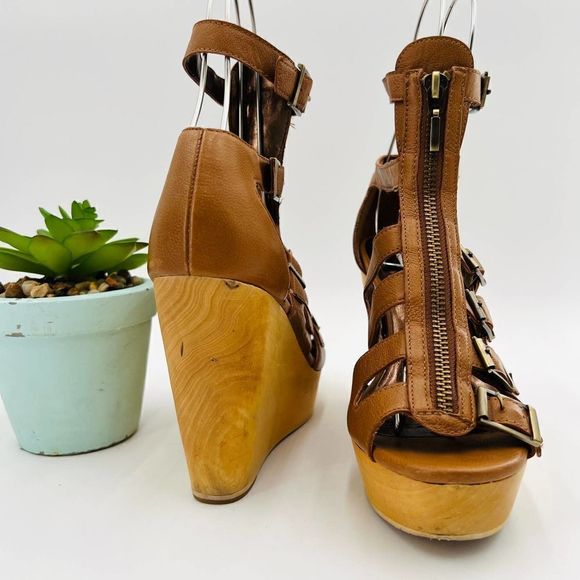 Cynthia Vincent Pacey Gladiator Brown Wedge Size 7.5 - Picture 12 of 16
